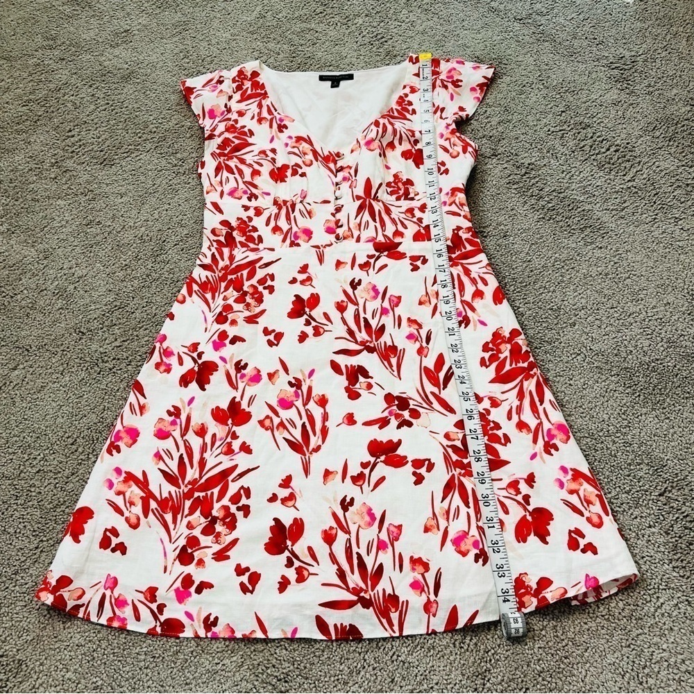 Banana Republic Linen & Cotton Blend Red, Pink & White Floral Mini Dress. Size 8 - Picture 15 of 16